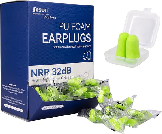 200Pairs Foam Earplugs, 32dB Disposable Noise Reduction Ear Plugs, Hearing Protection Bulk Ear Plugs for Shooting Range, W...