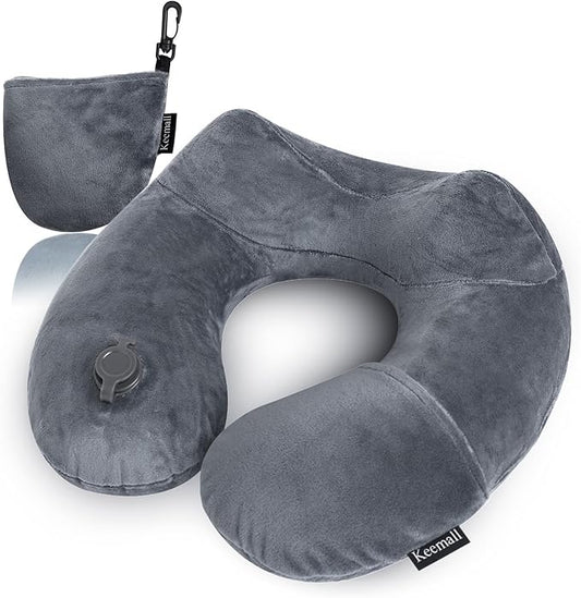 Keemall Inflatable Travel Pillows for Airplanes, Easy Blow Up Inflatable Travel Neck Pillows for Air Travel Sleeping Long ...