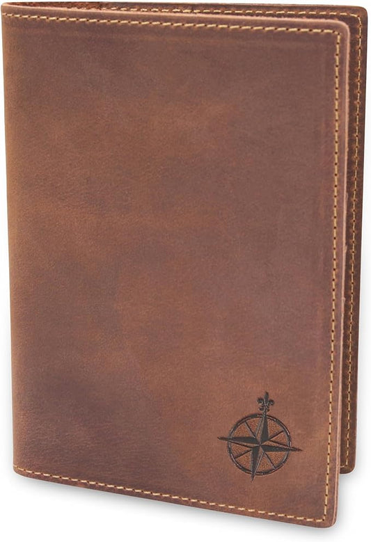 WANDERINGS Leather Travel Wallet with Passport Holder - 5.5" x 4" - Genuine Leather Case with RFID Blocking for Men and Wo...