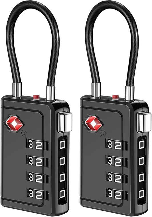 Puroma TSA Approved Luggage Travel Locks with Open Alert Indicator, 4 Digit Combination Resettable Code Zinc Alloy Lock fo...