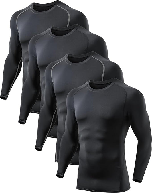 5 or 4 Pack Compression Shirts for Men Long Sleeve Athletic Base Layer Undershirt Gear T Shirt for Workout