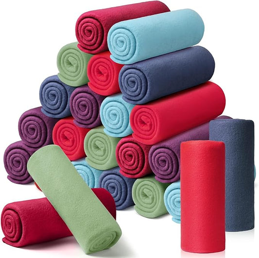 24 Packs Fleece Throw Blanket Soft Warm Lightweight Fleece Blanket Cozy Throw Bulk for Bed Couch Sofa Home Office Wedding ...
