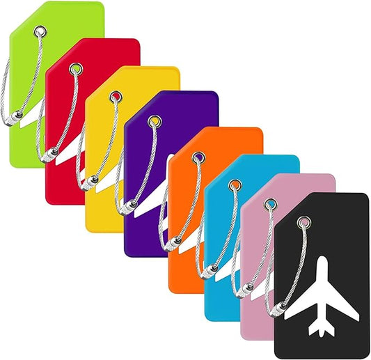 8 Pack Silicone Luggage Tag for Suitcases with Stainless Loop, TSA Approved, Privacy Protection Travel Essentials Bag Tags...
