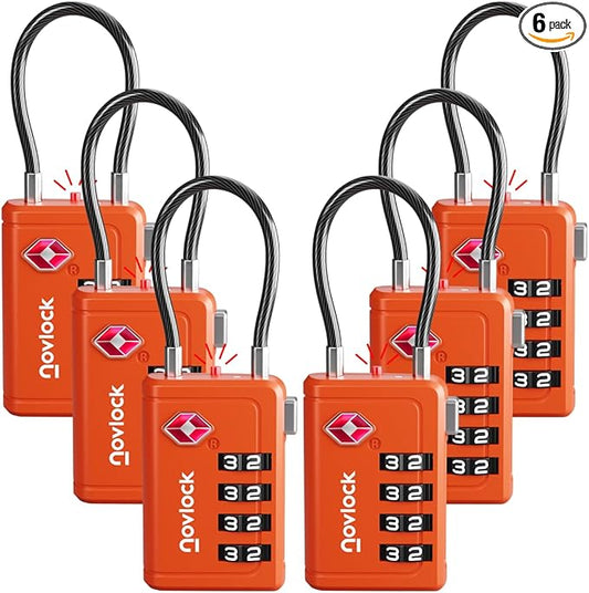 TSA Approved Luggage Locks | Inspection Indicator, 4-Digit Combination, Durable Zinc Alloy | for Suitcases, Backpacks, Tra...