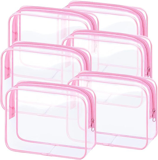 CHICAUP 6 Pieces Clear Makeup Bags Bulk TSA Approved Toiletry Bag for Travel PVC Waterproof Clear Cosmetic Pouch with Zipp...