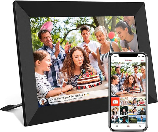 32GB FRAMEO 10.1 Inch Smart WiFi Digital Photo Frame 1280x800 IPS LCD Touch Screen, Auto-Rotate Portrait and Landscape, Bu...