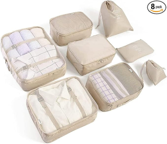 LANSKLBD 8 Set Packing Cubes for Suitcases Travel Luggage Packing Organizers,Travel Accessories Essentials Luggage Organiz...