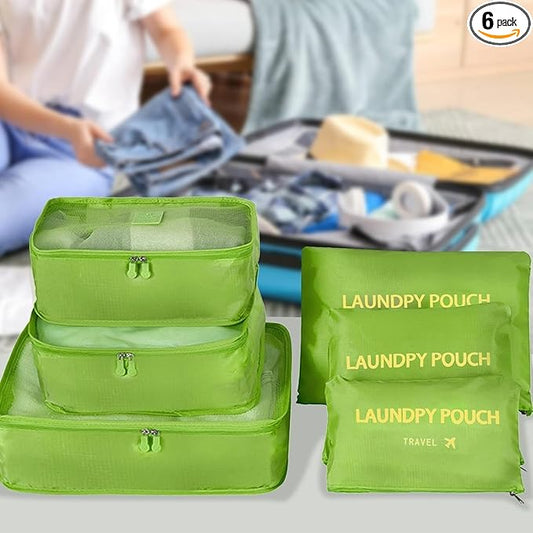Packing Cubes 6 Set Luggage Packing Organizers for Travel Accessories Suitcase Organizers Travel Essentials（Green）