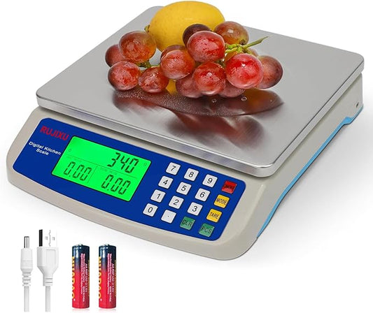 Large Digital Kitchen Scale 30KG Commercial Food Scale 66LB for Baking Bread Meat Stainless Steel Price Computing Scale LC...