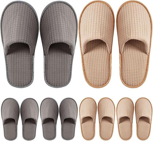 DECOUE 6 Pairs Disposable Slippers for Guest, Non Slip Spa Slides Washable Reusable House Shoes Hotel Indoor Slippers for ...