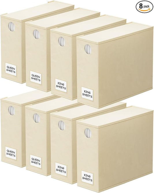 SpaceAid 8 Pack Bed Sheet Organizers and Storage, Foldable Sheet Organizer for Linen Closet, Sheets Set Folder Keeper with...