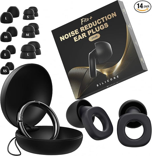 Fita+ Soft Ear Plugs for Sleeping, 7 Pairs XS/S/M/L, Reusable Noise Reduction Ear Plugs up to 33dB, Noise Cancelling for W...