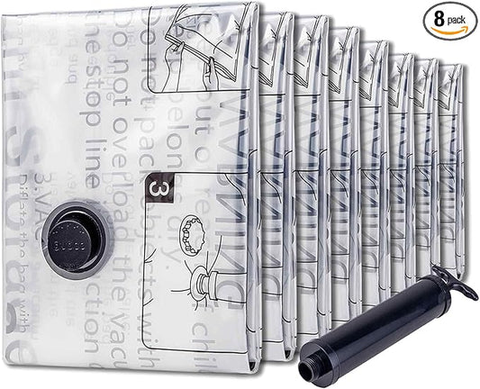 8 Jumbo Vacuum Storage Bags, Compression Packing Seal Space Saver Cubes for Clothing Bedding Comforters Blankets Pillows