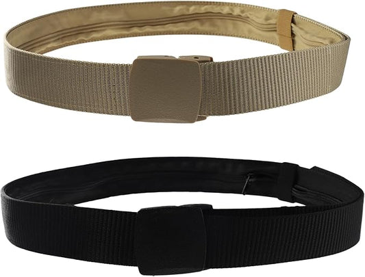 PKRFCJ Money Belt, 2 Pcs Security Belt for Travel for Men Hidden Anti-Theft Nylon for Business Trip Jogging Outdoor Workin...