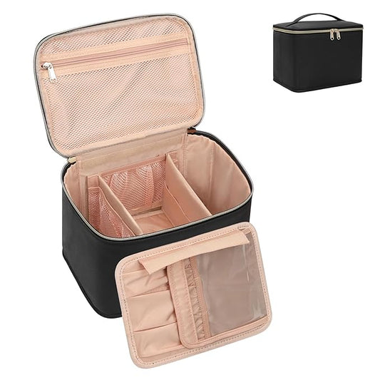 OCHEAL Travel Makeup Bag, Large Make up Bag Organizer Cosmetic Case with Detachable Brush Divider and Multi-purpose Compar...