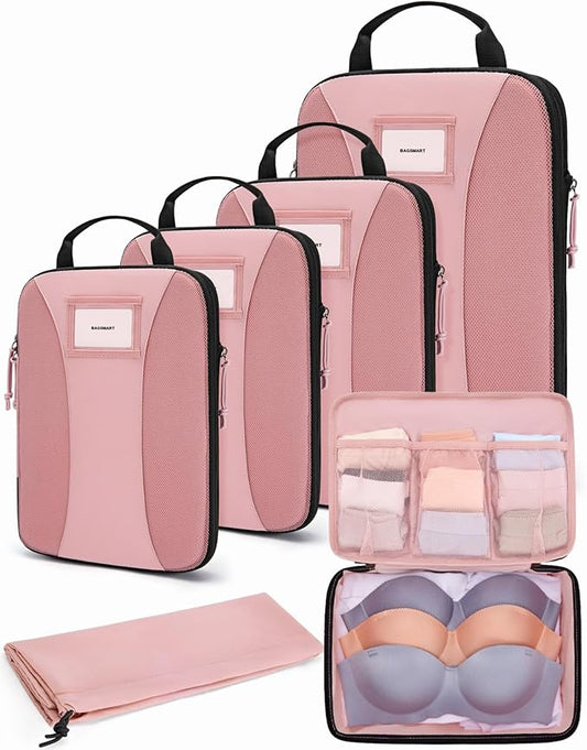 BAGSMART Compression Packing Cubes, 6 PCS Packing Cubes for Suitcases, Travel Bags Organizer for Luggage, Lightweight Pack...