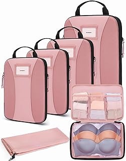 BAGSMART Compression Packing Cubes, 6 PCS Packing Cubes for Suitcases, Travel Bags Organizer for Luggage, Lightweight Pack...