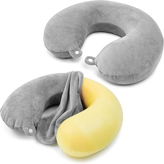 2 Packs Travel Neck Pillow Cover, Reusable U Shaped Washable Soft Smooth Airplane Pillow Cover