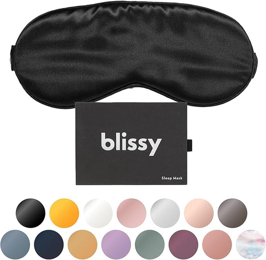 Blissy Silk Sleep Mask - Eye Sleeping Mask for Women & Men for Total Blackout - 100% Pure Mulberry Silk, 22 Momme 6a Fiber...