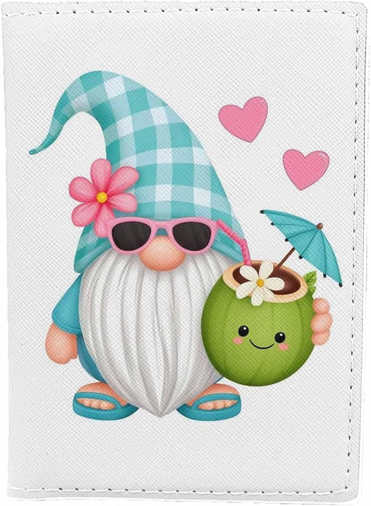 Kaxepren Watercolor Gnomes Passport Holder for Travel Beach Flower Garden PU Leather Passport Cover Wallet Cute Passport C...