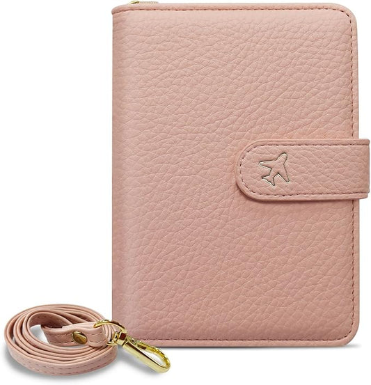 AdiStylinno Passport Holder for Men Women, PU Leather Passport Wallet with Neck Strap, Travel RFID Blocking Card Cover Cas...