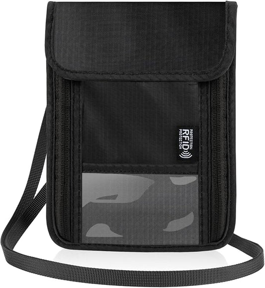 Playexen Neck Wallet with RFID Blocking, Waterproof Travel Passport Holder with Adjustable Strap, Passport Wallets Pouch T...