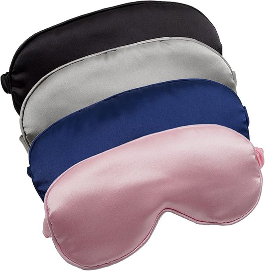 LERSVICVIL Sleep Masks 4 Pack Silky Eye Cover Soft Satin Blindfold Elastic Strap Night Eye Shade for Women Men