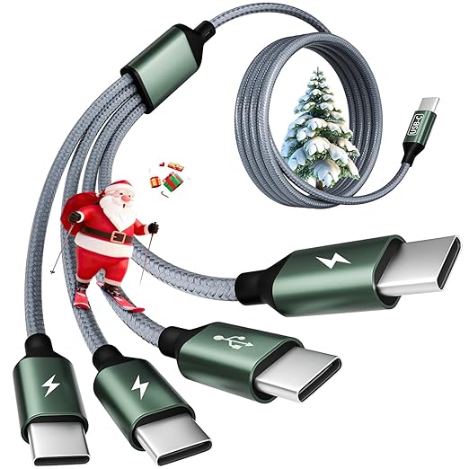 USB C Multi Charging Cable with 4 Type-C Connectors, USB C Splitter 1 in 4 Out Multi Charger Cable, Type C to USBC Cable f...