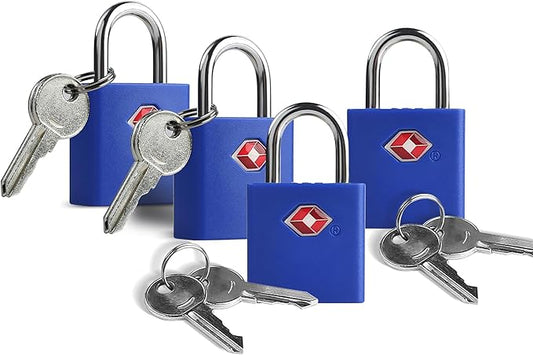 UP Security TSA Approved Locks for Luggage 4 Pack, TSA Locks for Luggage Travel Accessories, Small Padlock with Key, Weath...