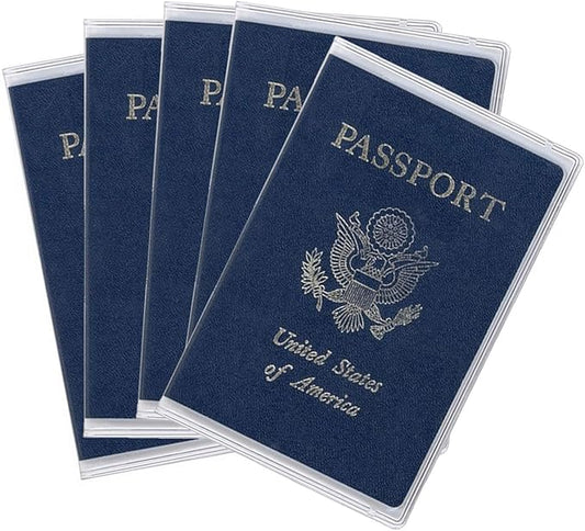 Arsmat 5 Pack Clear Passport Cover, Clear Passport Holder Travel Document Organizer, Plastic US Passport Hold