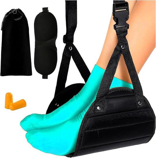 neynosy Airplane Foot Hammock – Hanging Foot Sling for Plane Travel, Adjustable 3-Position Foot Rest for Long Flights, Tra...