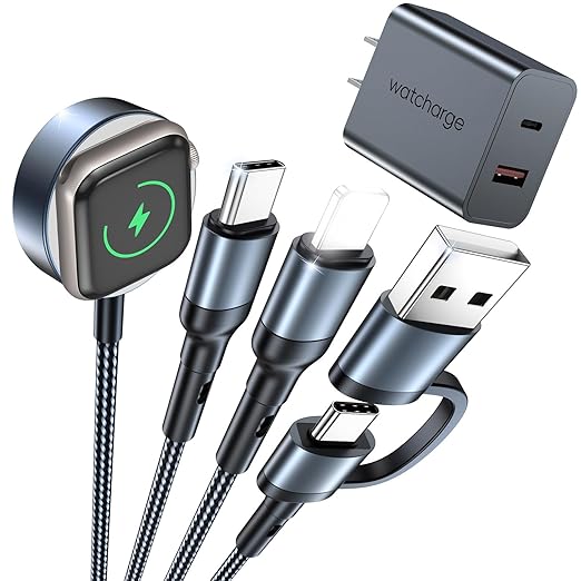 Travel Essentials 3 in 2 for Apple Watch Charger USB C/A PD20W Charger Block Fast Multi Charging Cable Compatible with iWa...