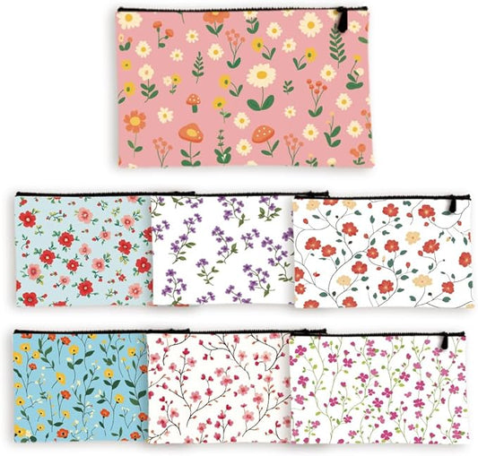 BEUNITONE 8 Sets Canvas Makeup Bags for Women,Multi-Purpose Travel Bulk Cosmetic Bags,Toiletry Organizer Pouch with Zippe...