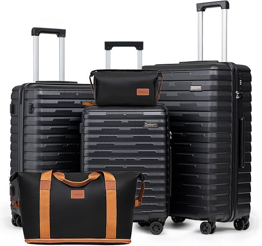 Cosbarn Luggage Sets 5 Piece Suitcases with Wheels, Suitcase Set ABS Hard Case Luggage with Spinner Wheels Durable Travel ...