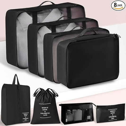 Packing Cubes 8 Set Travel Essentials for Carry on Luggage Organizers Bag Packing Cubes for Suitcases Travel Accessories (...