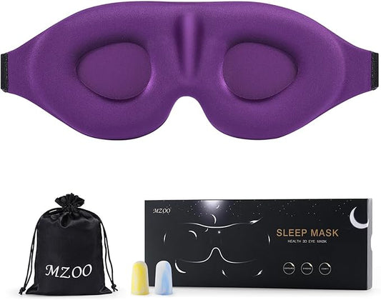 MZOO Luxury Sleep Eye Mask for Side Sleeper Men Women, Zero Eye Pressure 3D Sleeping Mask, Light Blocking Patented Design ...