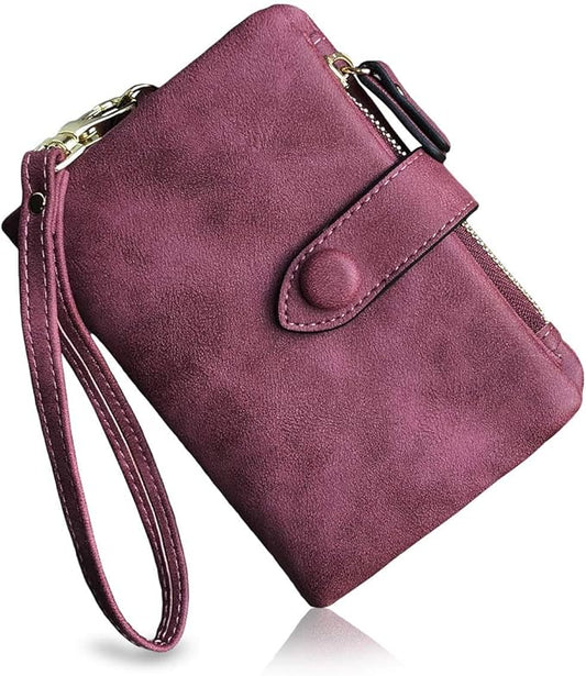 PofeeXIO Womens Small Bifold Leather Wallets RFID Ladies Wristlet with Card Slots id Window Zipper Coin Purse | Small, Bif...