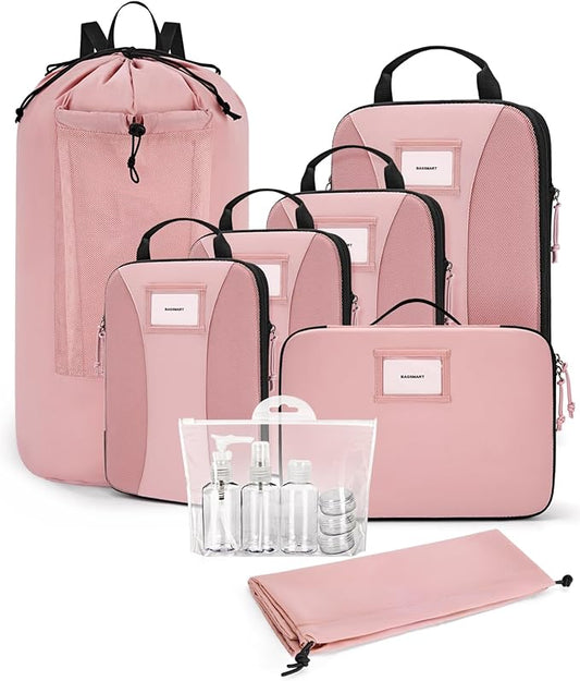 BAGSMART Compression Packing Cubes, 6 PCS Packing Cubes for Suitcases, Travel Bags Organizer for Luggage, Lightweight Pack...