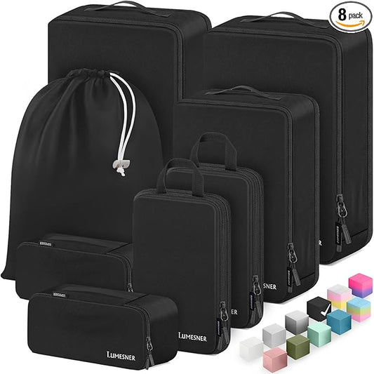 Velaybor 8 Set Compression Packing Cubes for Travel, Waterproof Luggage Organizers, Suitcase Organizer Set for Carry-On & ...