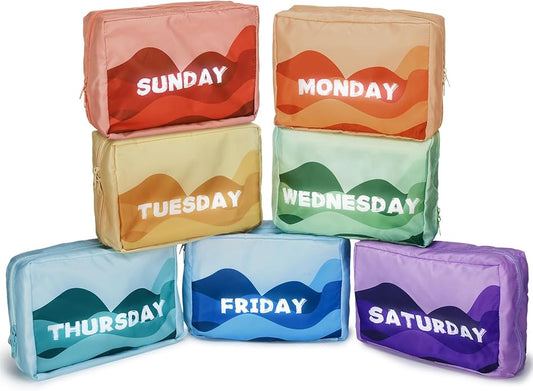 Paterr 7 Pcs Days of Week Packing Cubes Travel Cubes for Kids Colorful Luggage Organizers for Lightweight Packing Suitcase...