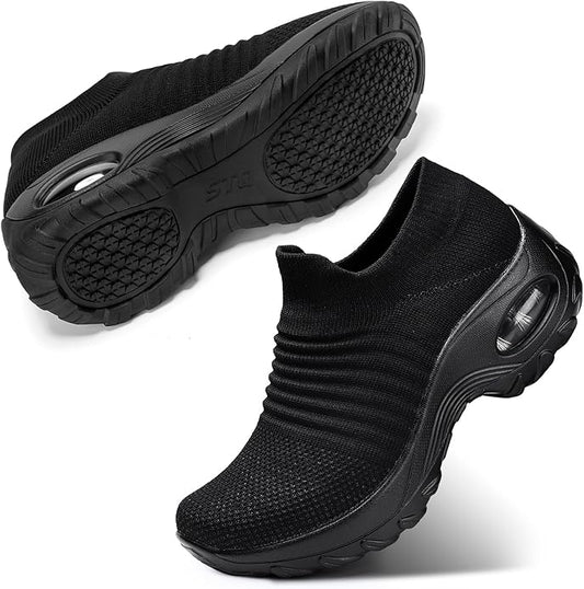 STQ Walking Shoes Women Slip on Sneakers Non Slip Work Arch Support Tennis Plantar Fasciitis Orthopedic Breathable Mesh Co...