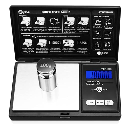 Weigh Gram 200g Digital Pocket Gram Scale 0.01g Accuracy, 200g x 0.01g Mini Digital Grams Scale, Small Food Scale, Jewelry...