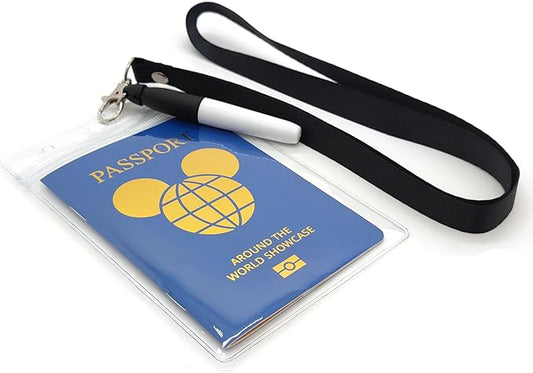 ASVP Shop Epcot Passport Holder, Black, Unisex-Adults, Cardstock, Theme Park Visitors, Adults, Older Children, Detachable ...