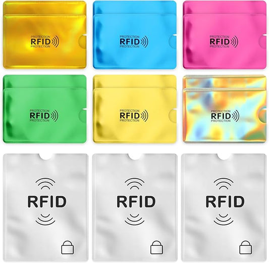 15 Pcs RFID Blocking Sleeves Set (12 Colorful Credit Card Protector Sleeve & 3 Passport Holder), Identity Theft Protection...