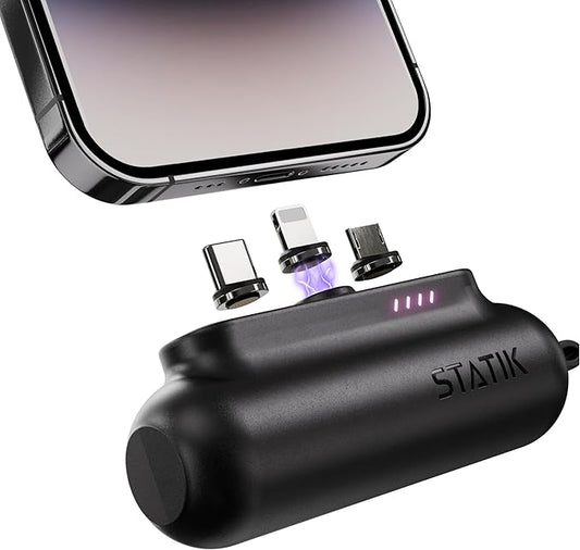Statik Snap-N-Charge Mini Portable Charger Power Bank, Portable Battery Charger Compact Powerbank 3,200mAh 10W Battery Pac...