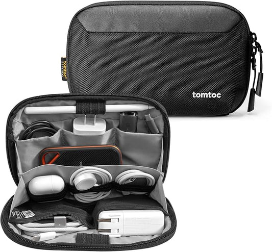 tomtoc Travel Cable Organizer Pouch, Electronics Accessories Organizer Portable Waterproof Double Accessories Carry Case f...