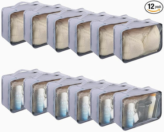 CvoMep 12 Pcs Packing Cubes Luggage Organizers Small Mesh Clothing Underwear Bag Foldable Laundry Bags for Travel Hiking C...