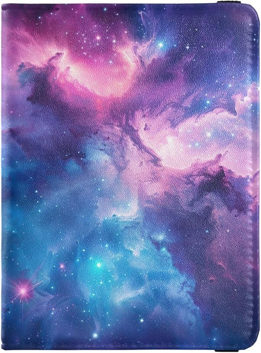 Passport Covers Galaxy Purple Nebula Space Passport and Vaccine Card Holder Combo with CDC Vaccination Card Slot,Leather P...