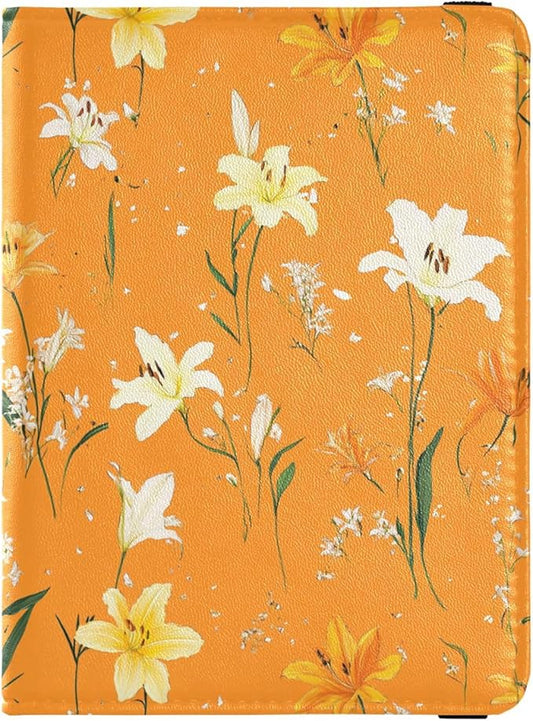 Orange White Lily Passport and Vaccine Card Wallet Combo Travel Passport Wallet With Vaccination Card Slot Passport Holder...