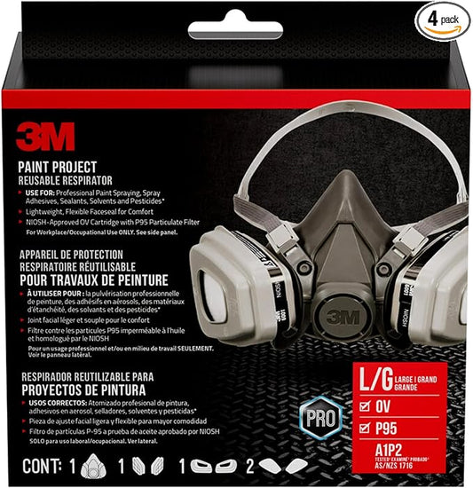 3M P95 / Organic Vapor Paint Project Reusable Respirator 6311, Large Size , NIOSH-APPROVED, Use For Professional Paint Spr...
